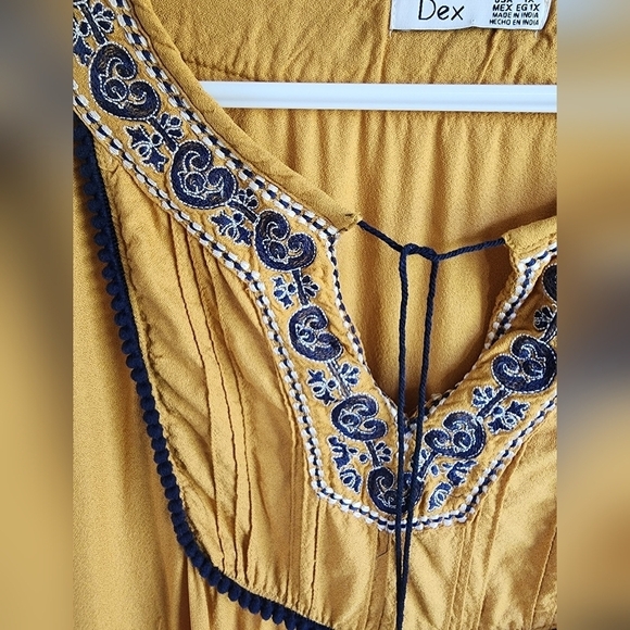 Dex Plus Size Flowy Bohemian Mustard Smock Size 1X - Picture 5 of 11